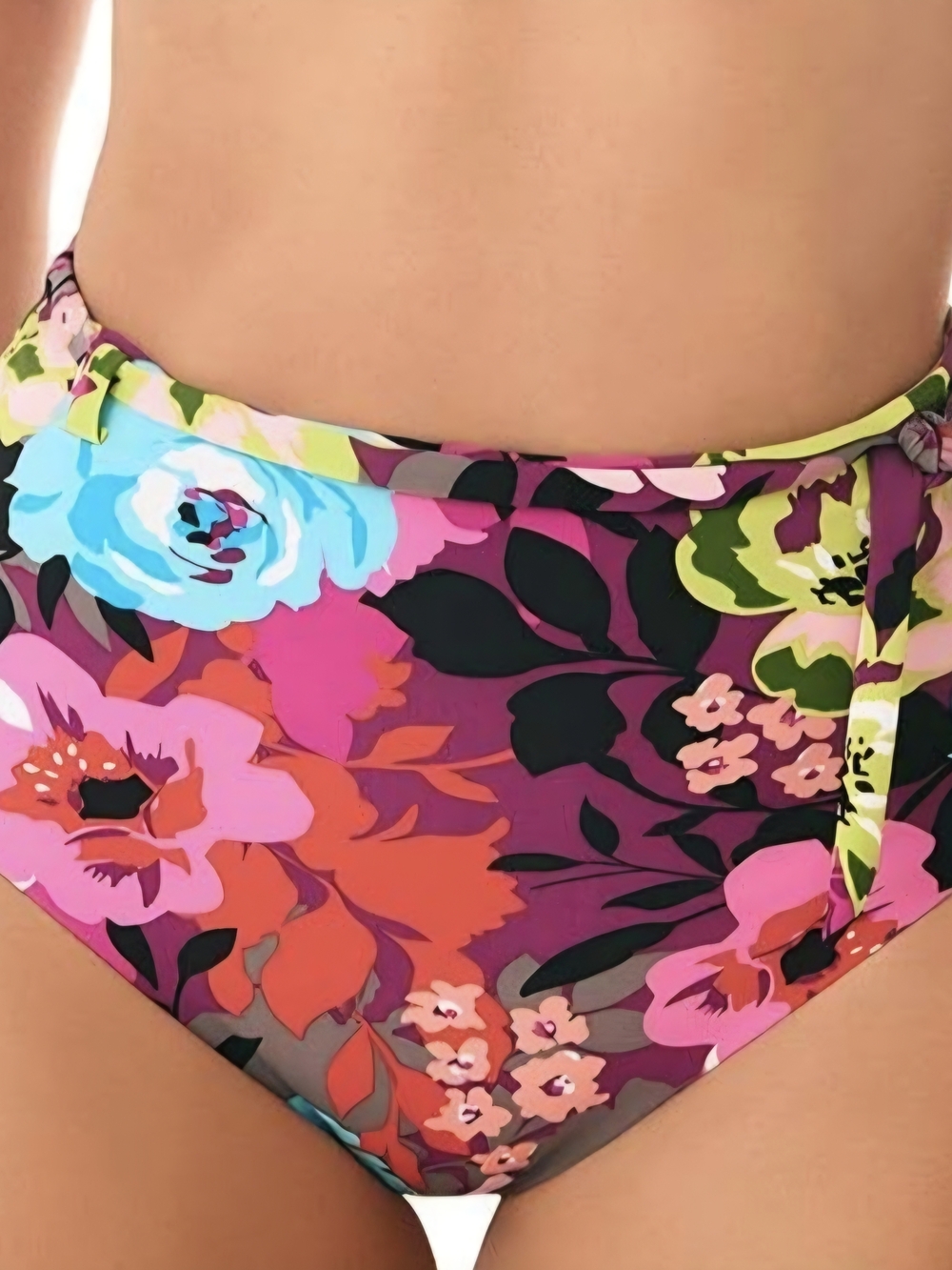 Women's High-Waist Floral Swim Bottom - Pink Multi